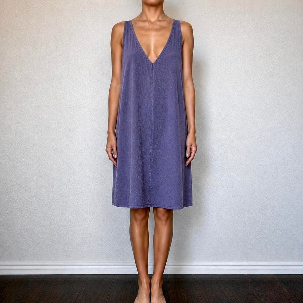 RORY BECA 100% Silk Designer Minimal Lavender Open Back Mini Shift Dress Size S
